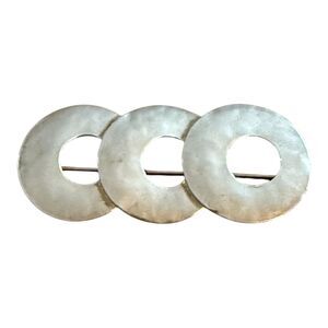 Silpada 925 Hammered Sterling Silver Brooch Pin 3 Circles Israel